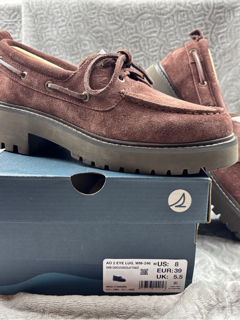 Sperry Dark Chocolate Suede Lug-Soled Boat Shoes